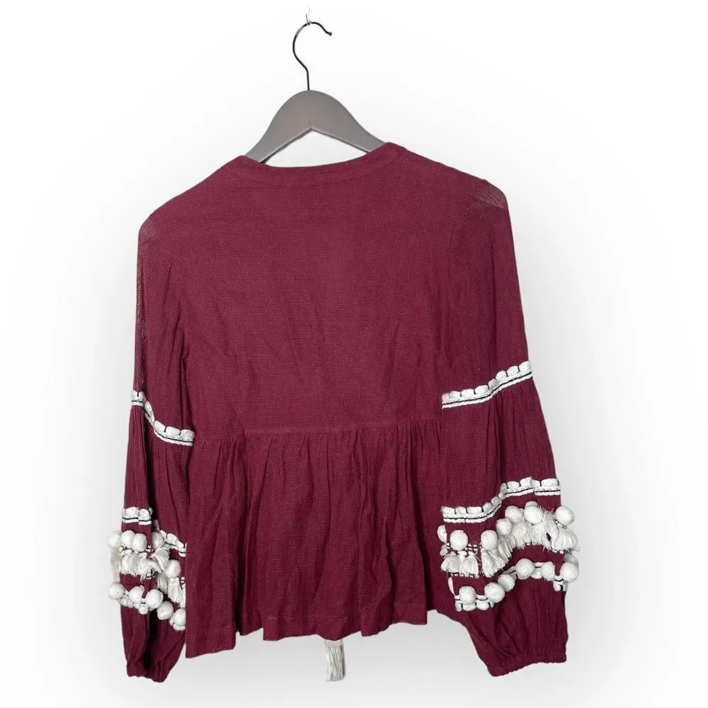 Anthropologie Nisha Peasant Top by Vineet Bahl $138 Sz XS